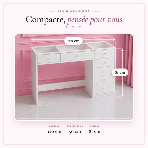 Coiffeuse Baby - dimensions : 120 x 50 x 81 cm