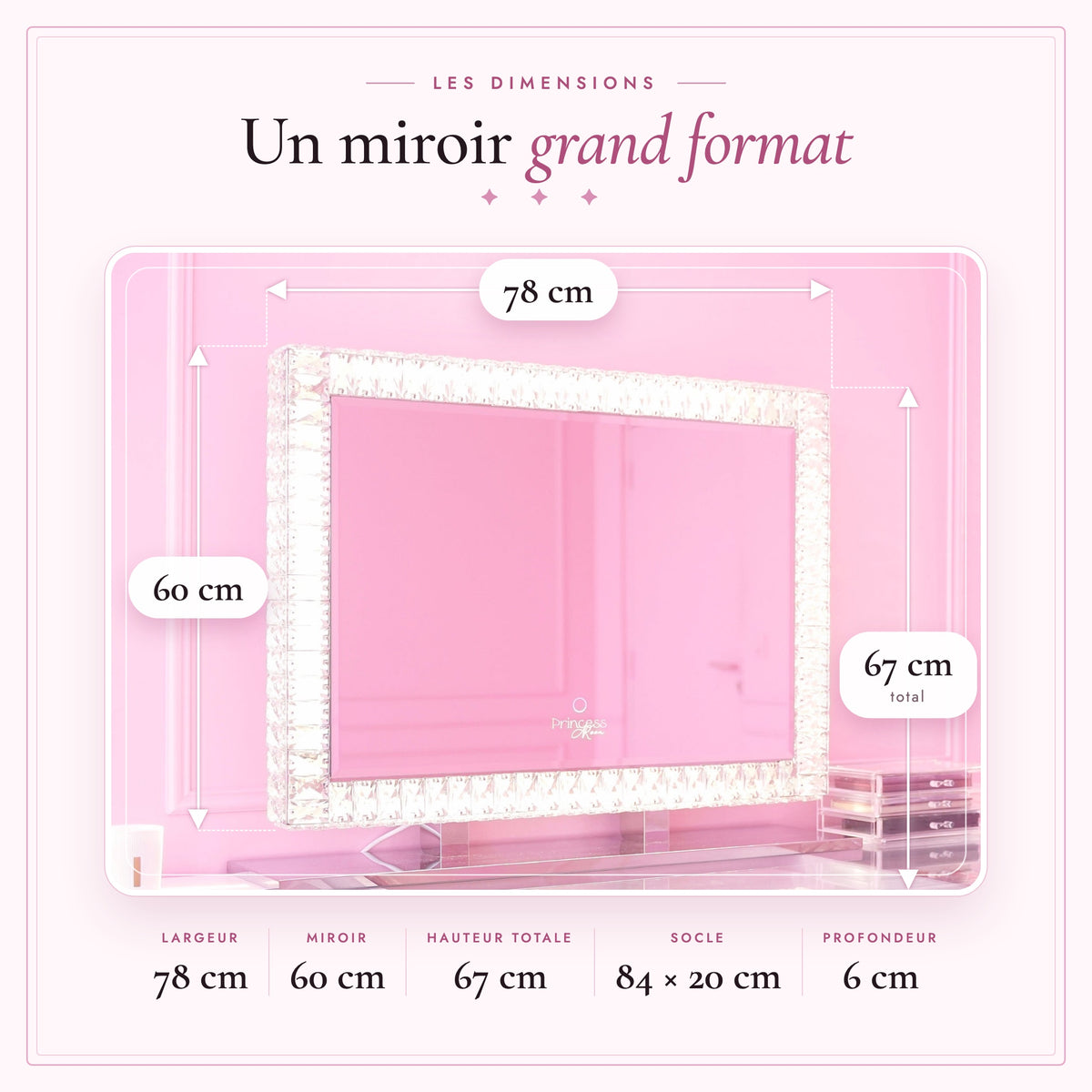 Le Duo Iconique - dimensions du miroir Stargirl : 78 x 60 cm